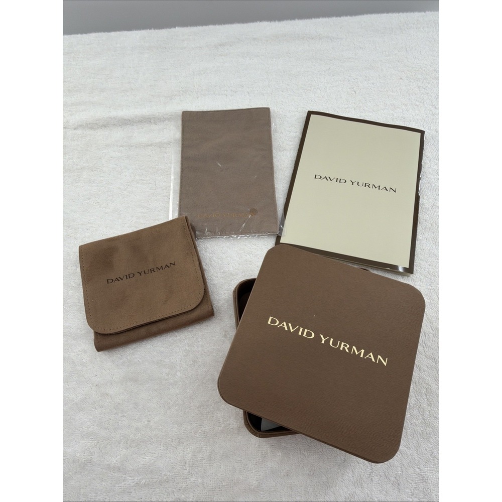 David Yurman Empty Jewelry Large Brown Suede Pouch, Box, Ribbon